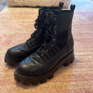 Black combat boots